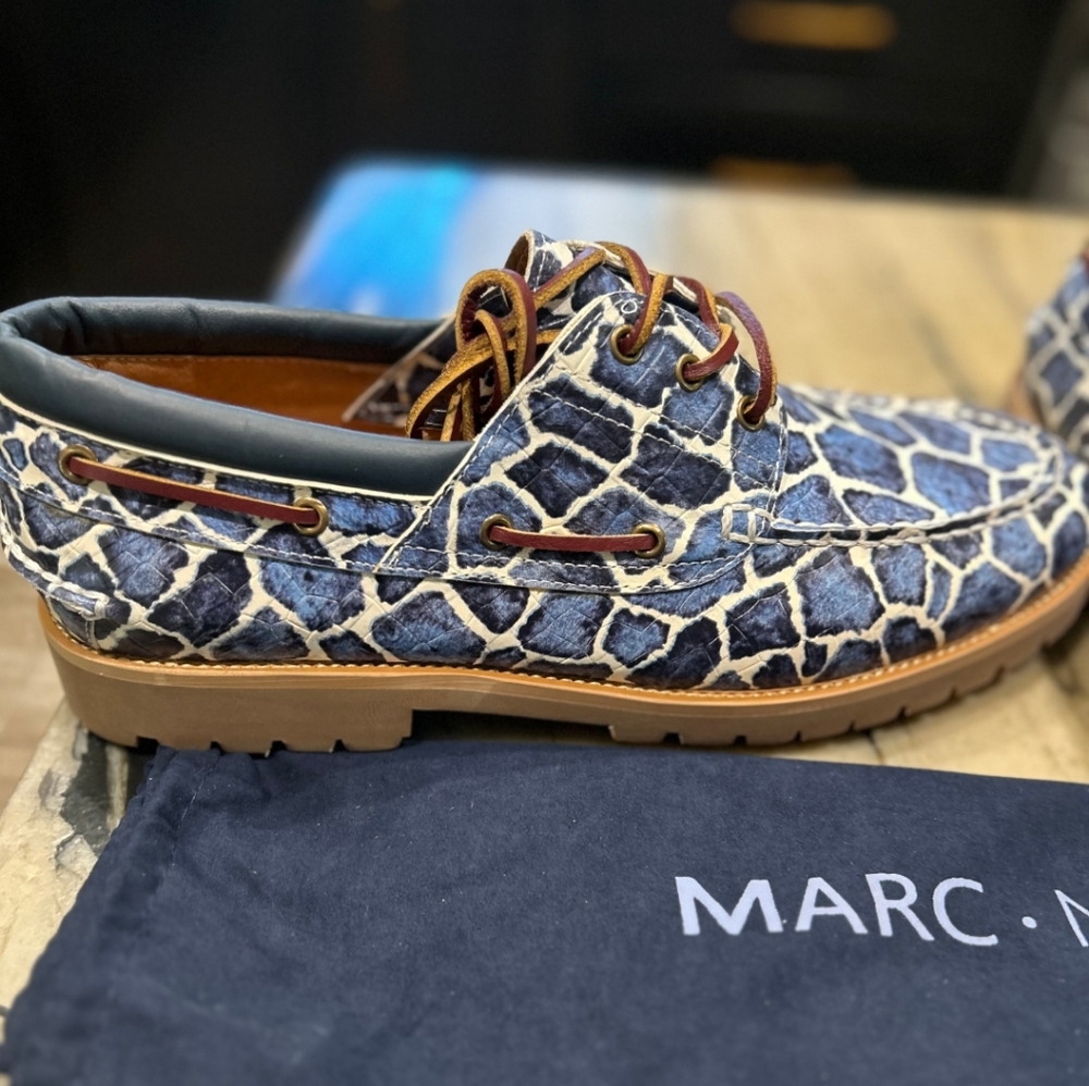 NEW Marc Nolan Men's Santiago Leather Lug Boat Shoes - Blue - Size 14